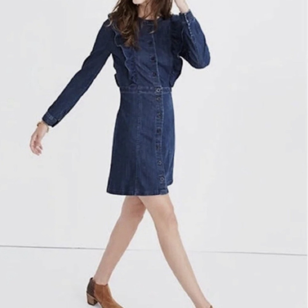 Madewell Blue Denim Midi Dress